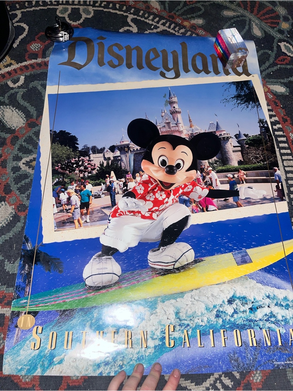 Vintage Disneyland Mickey Surf Poster - Blue, Red, White